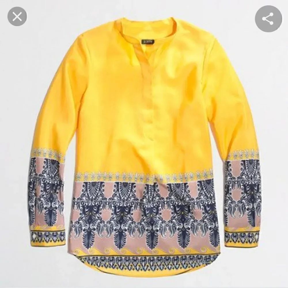 J. Crew Printed Draped Popover Top in Golden Yellow size small